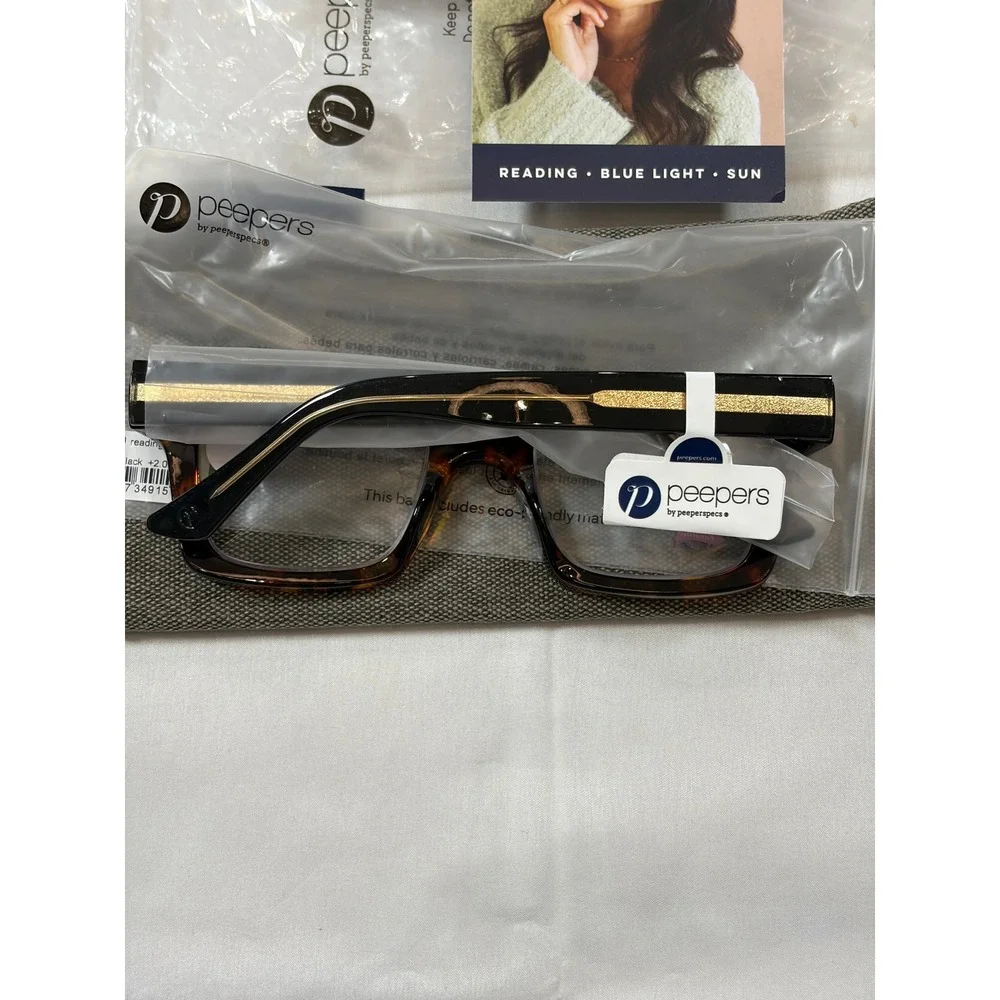 Peepers Spotlight Tortoise Square Blue Light Reading Glasses +2.00 Oprahs Fav